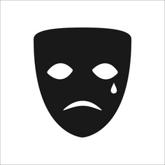Drama sad mask sign simple icon on background