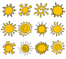 sun icon collection. Abstract forms of sun