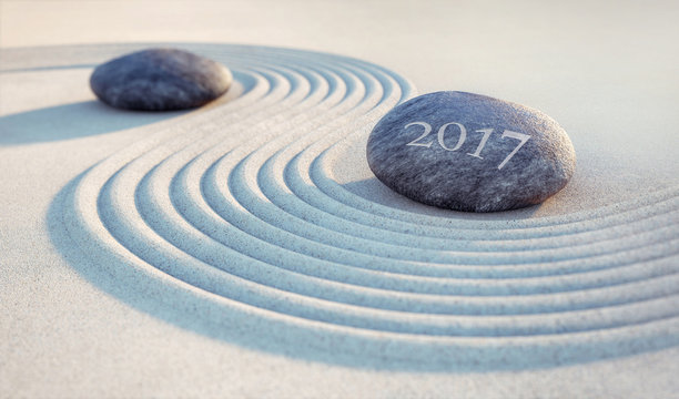 2 Steine mit Wellen im Sand 2017