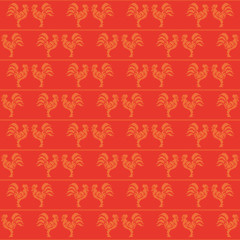 Seamless vector background with decorative roosters. Print. Cloth design, wallpaper.