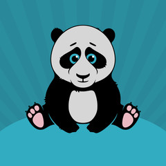 Panda Sitting Flat Vector Character