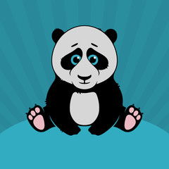 Panda Sitting Flat Vector Character