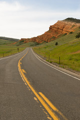 Two Lane Road Yellowstone National Park Wyoming United States