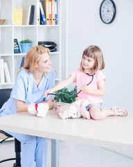 Cute little girl at doctor's office