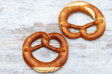 pretzel lying on wood