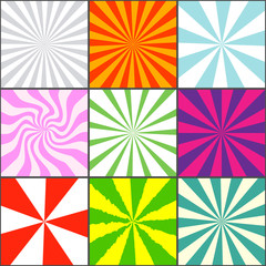Sun rays patterns set vector illustration. ray star burst background collection