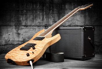 Electric guitar and amplifier