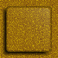 Gold sequin square button on background.