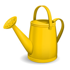 Yellow watering can. Isolated on white background. Vector.