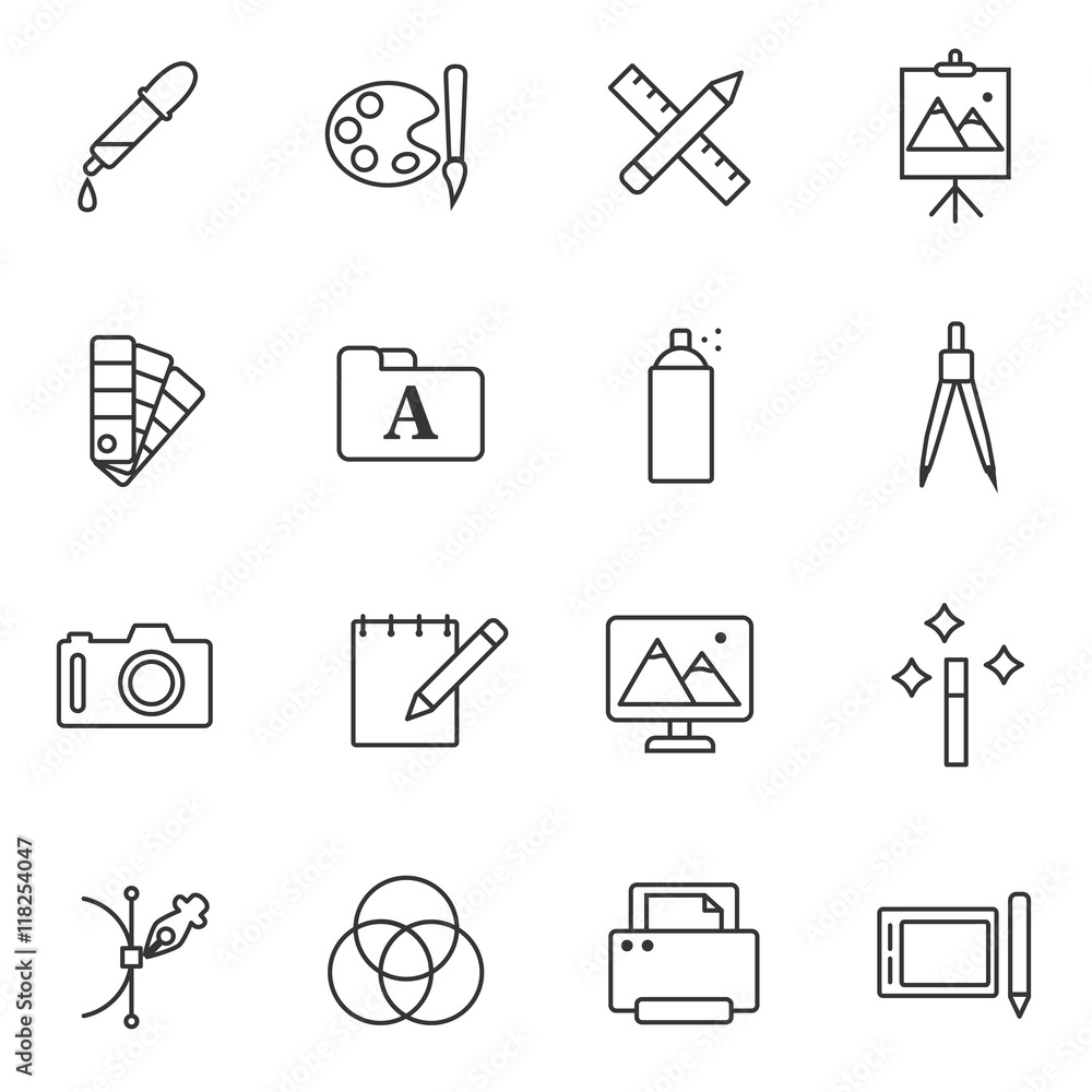 Poster graphics and design icons set