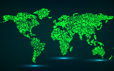 Abstract glowing world map. Vector illustration. Eps10