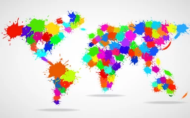 Abstrakte Weltkarte aus bunter Aquarellfarbe © vladystock