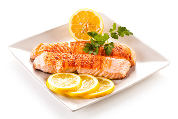 Grilled salmon and vegetables