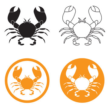Crab icon set. Seafood design elements. Vector illustration.