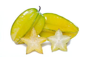 Obraz na płótnie Canvas Star apple fruit with half cross section isolated on white