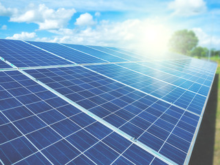 solar panels with sunlight