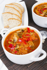 letcho with paprika, zucchini and champignon mushroom