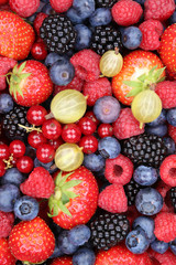 Fototapeta premium Beeren frische Früchte Frucht Obst Erdbeeren Himbeeren Blaubeer