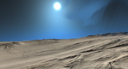 Science Fiction Space Exploration Landscape 3D Rendering