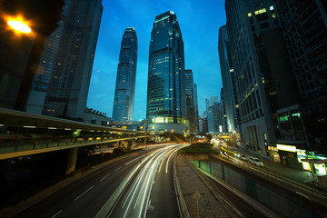 Fototapeta na wymiar traffic in Hong Kong at sunset time