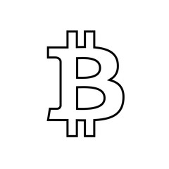 Bitcoin icon black and white vector illustration