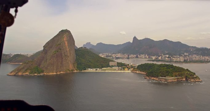Aerial View of Sugar Loaf Mountain and Guanbara Bay, Rio de Janeiro, Brazil