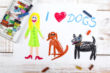 colorful drawing: I love dogs