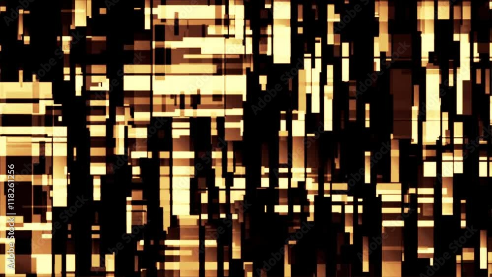 Poster broadcast golden twinkling rectangles hi-tech blocks loop background