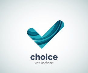 Vector choice concept, tick logo template