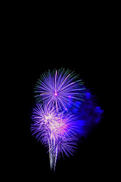 blue and pupple colors fireworks -  beautiful colorful firework