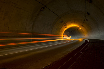 Light painting in tunnel.