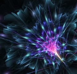 Dark abstract fractal flower on black background