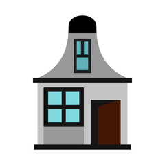 House with a mansard icon in flat style on a white background