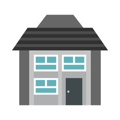 Gray two storey house icon in flat style on a white background