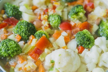 Healthy vegetable stew with selective focus, kitchen