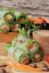Salad roll vegetables with salad dressing delicious.