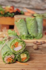 Salad roll vegetables with salad dressing delicious.
