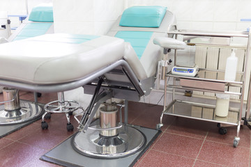medical chair for blood donation in the blood bank
