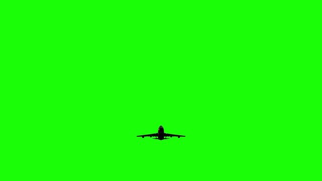  Plane silhouette landing, green screen with alpha matte at second half of footage