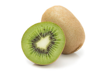 Sliced kiwi fruit isolated on white background