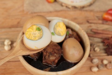 Stewed eggs with chicken chinese food delicious.