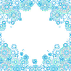 Fototapeta na wymiar Frame background with stylized doodle air or water bubbles.