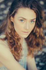 Naklejka premium Pretty girl with beautiful face