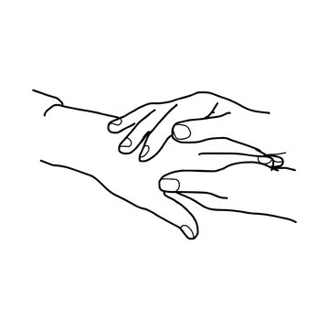 illustration vector hand drawn sketch of close up of holding hands