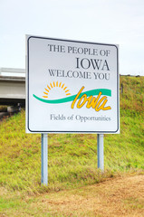 The People of Iowa Welcome You sign