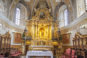 Fototapeta na wymiar Interior of Church in Lesniow.