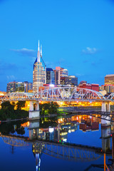 Obraz premium Downtown Nashville cityscape in the evening