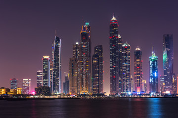 Obraz na płótnie Canvas Night cityscape of Dubai city, UAE