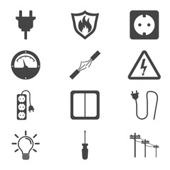 Electricity icon. Vector illustration in flat style on white background