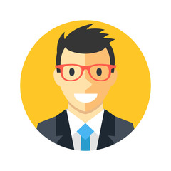Vector man round icon. Flat design vector illustration